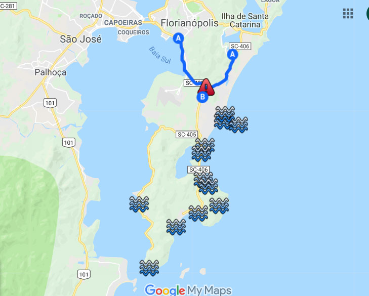 Mapa Sul da Ilha