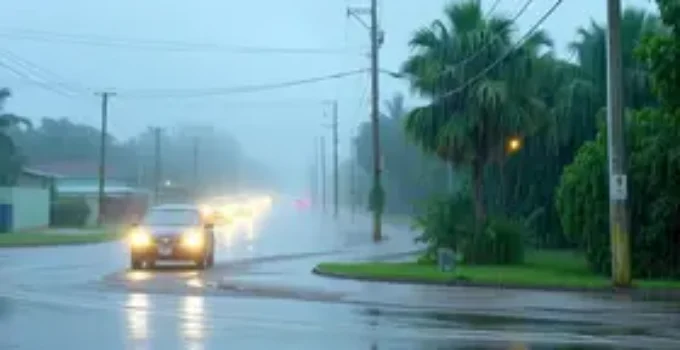 chuva intensa e rajadas de vento