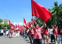 caminhada em apoio a Lula